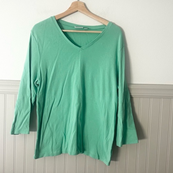 Sonoma Tops - Sonoma Mint Green V-Neck Long Sleeve Tee 100% Cotton XL